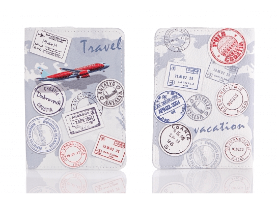 Travel - Кожаная обложка на паспорт путешественника
