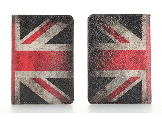 Великобритания - Кожаная обложка на паспорт с флагом Королевства Великобритании