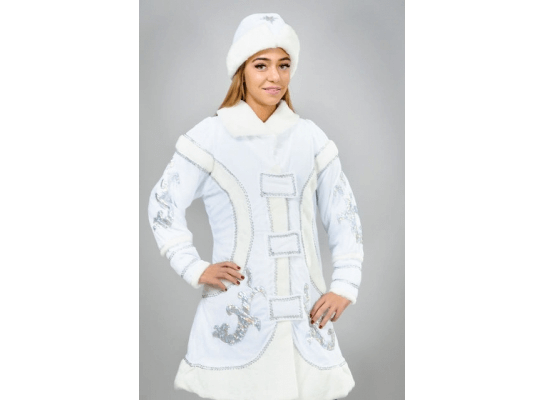 Карнавальный новогодний костюм Снегурочки белый
