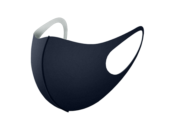 Трехслойная защитная маска многоразовая темно-синяя/серый