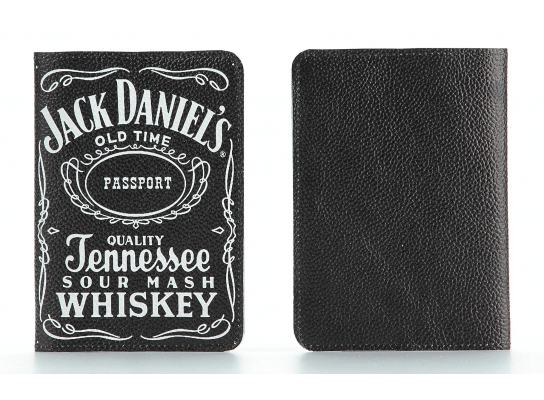 Jack Daniels - Кожаная обложка на паспорт с логотипом виски Джек Дениелс