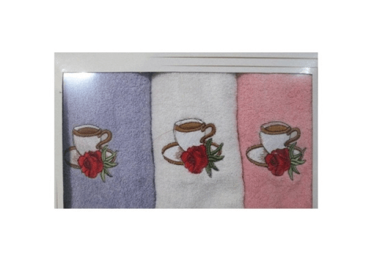 Подарочный набор махровых полотенец Кофе с розой