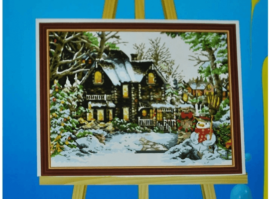 Картина на холсте по номерам Снеговик