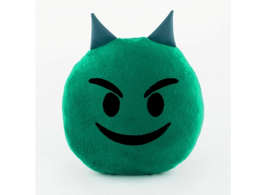 Подушка Смайлик Добрый чертёнок зеленый