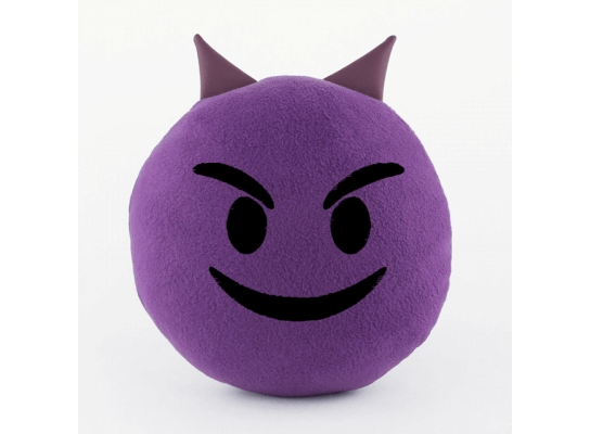 Подушка Смайлик Добрый чертёнок фиолетовый