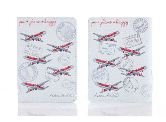 You + Plane = Happy - Кожаная обложка на паспорт