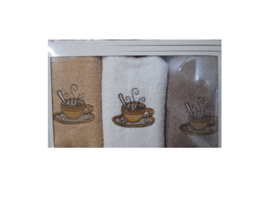 Подарочный набор махровых полотенец для кухни Кофе