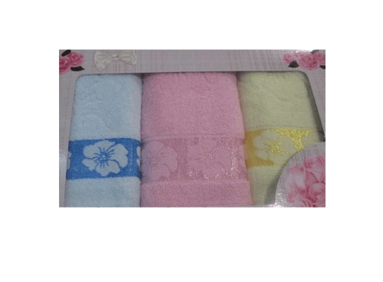Подарочный набор разноцветных махровых полотенец