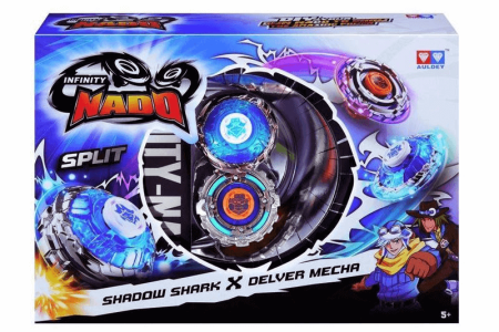 Волчок Auldey Infinity Nado Сплит Shadow Shark и Delver Mecha с устройством запуска YW624602