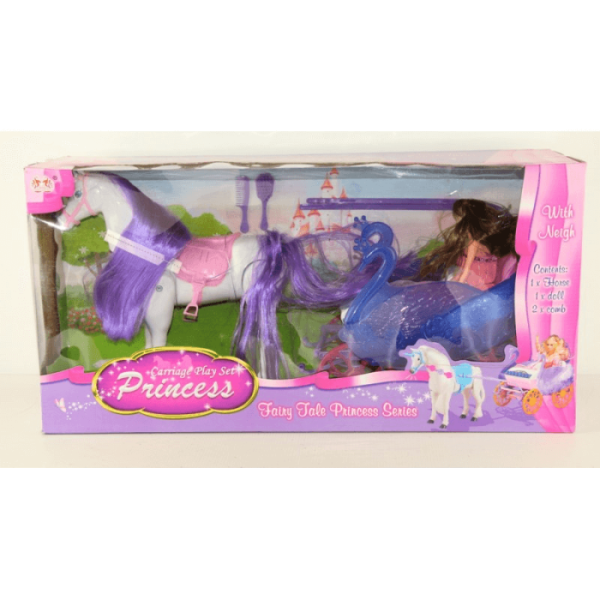 Карета с лошадкой и куклой принцессой в коробке