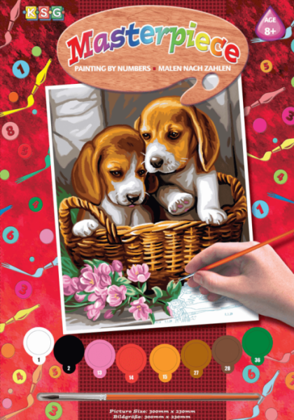 Набор для творчества Sequin Art PAINTING BY NUMBERS JUNIOR Basket of Puppies SA1042