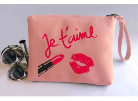 Косметичка с вышивкой Je t&amp;#039;aime Розовая || 